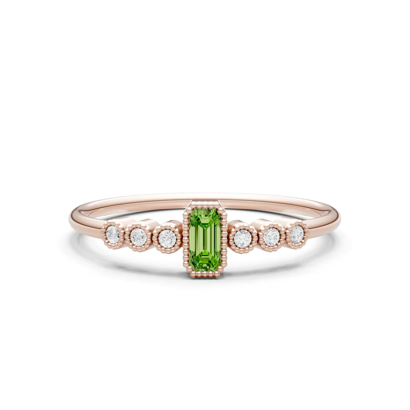 Dainty Bezel Emerald Set Cluster Ring