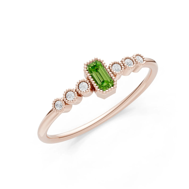 Dainty Bezel Emerald Set Cluster Ring