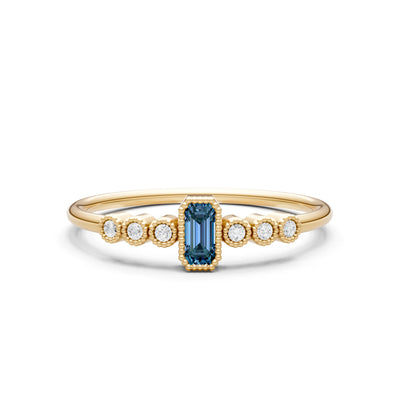 Alexandrite Dainty Bezel Emerald Set Cluster Ring