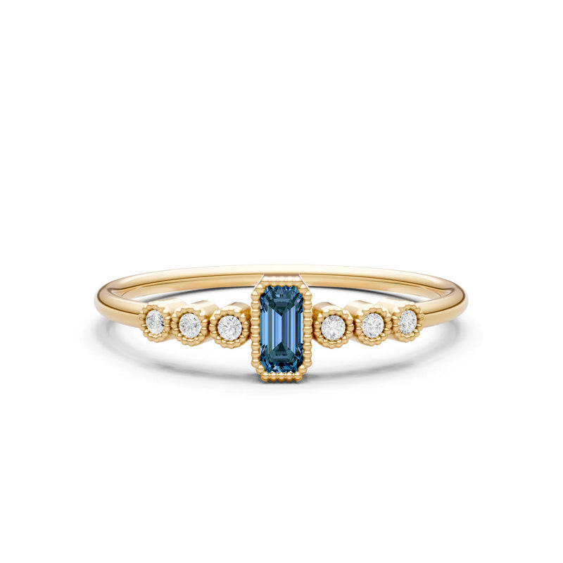 Alexandrite Dainty Bezel Emerald Set Cluster Ring