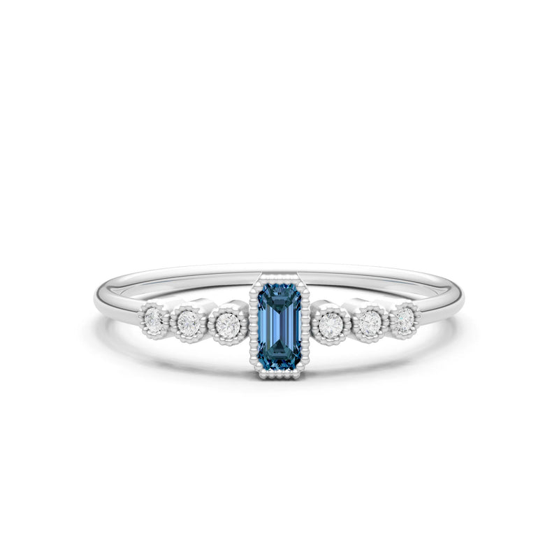 Alexandrite Dainty Bezel Emerald Set Cluster Ring