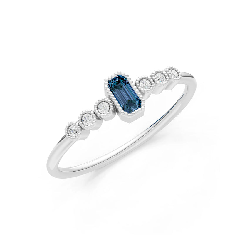 Alexandrite Dainty Bezel Emerald Set Cluster Ring