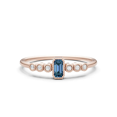 Alexandrite Dainty Bezel Emerald Set Cluster Ring