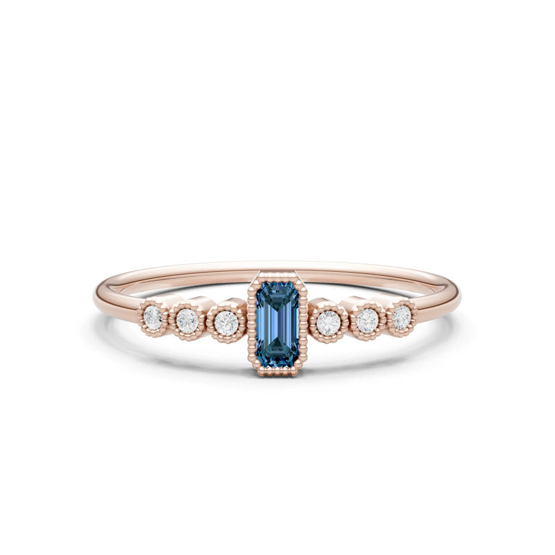 Alexandrite Dainty Bezel Emerald Set Cluster Ring