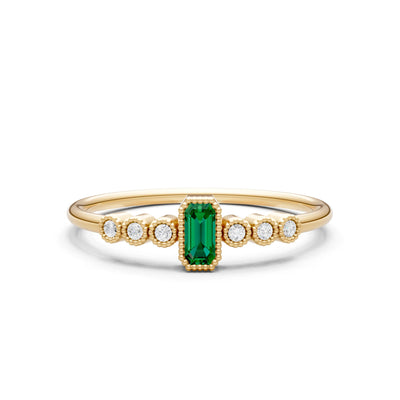 Emerald Dainty Bezel Emerald Set Cluster Ring