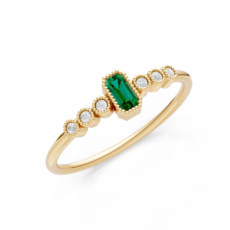 Emerald Dainty Bezel Emerald Set Cluster Ring