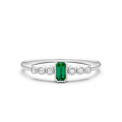 Emerald Dainty Bezel Emerald Set Cluster Ring