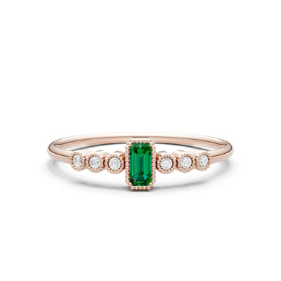 Emerald Dainty Bezel Emerald Set Cluster Ring
