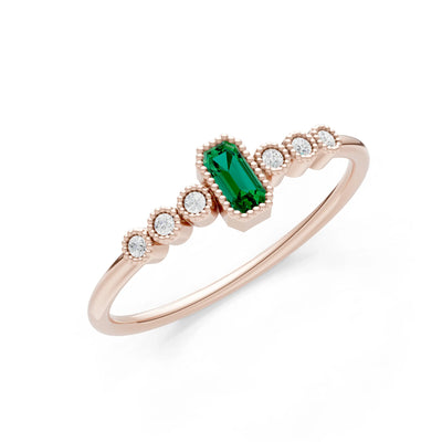 Emerald Dainty Bezel Emerald Set Cluster Ring