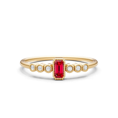 Dainty Bezel Emerald Set Cluster Ring