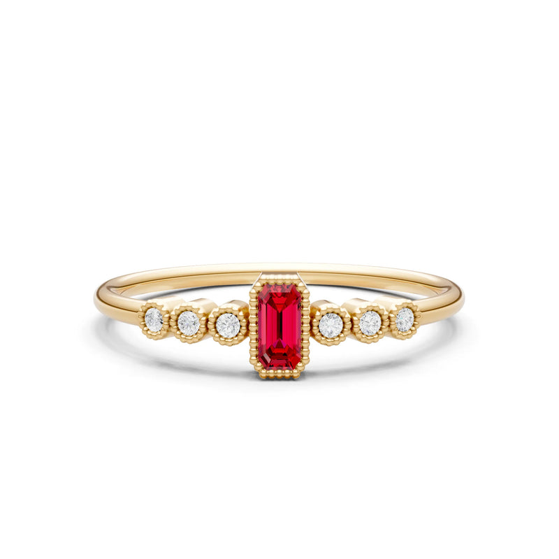 Dainty Bezel Emerald Set Cluster Ring