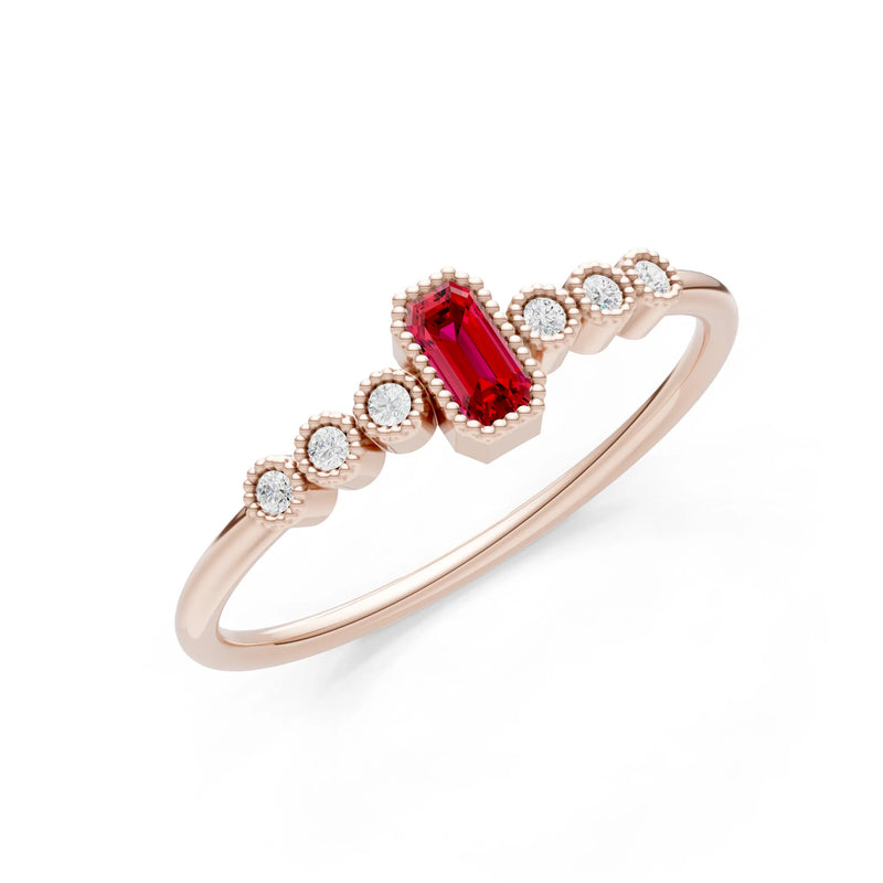 Dainty Bezel Emerald Set Cluster Ring