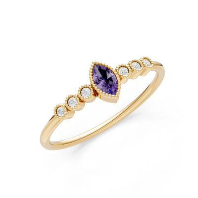 Amethyst Dainty Marquise Center Cluster Ring