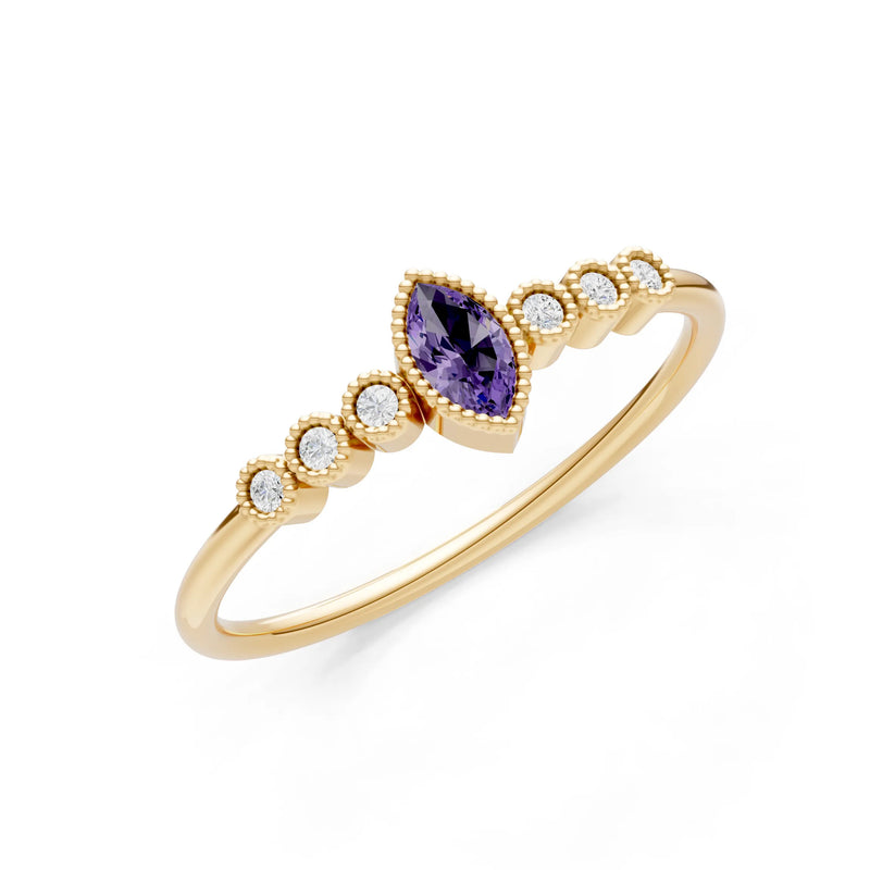 Amethyst Dainty Marquise Center Cluster Ring