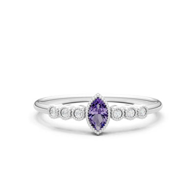 Amethyst Dainty Marquise Center Cluster Ring