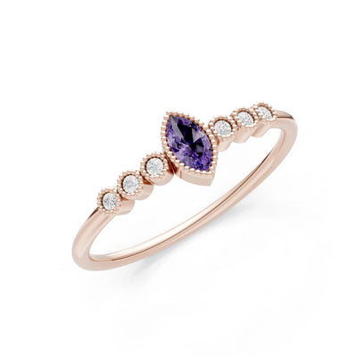 Amethyst Dainty Marquise Center Cluster Ring
