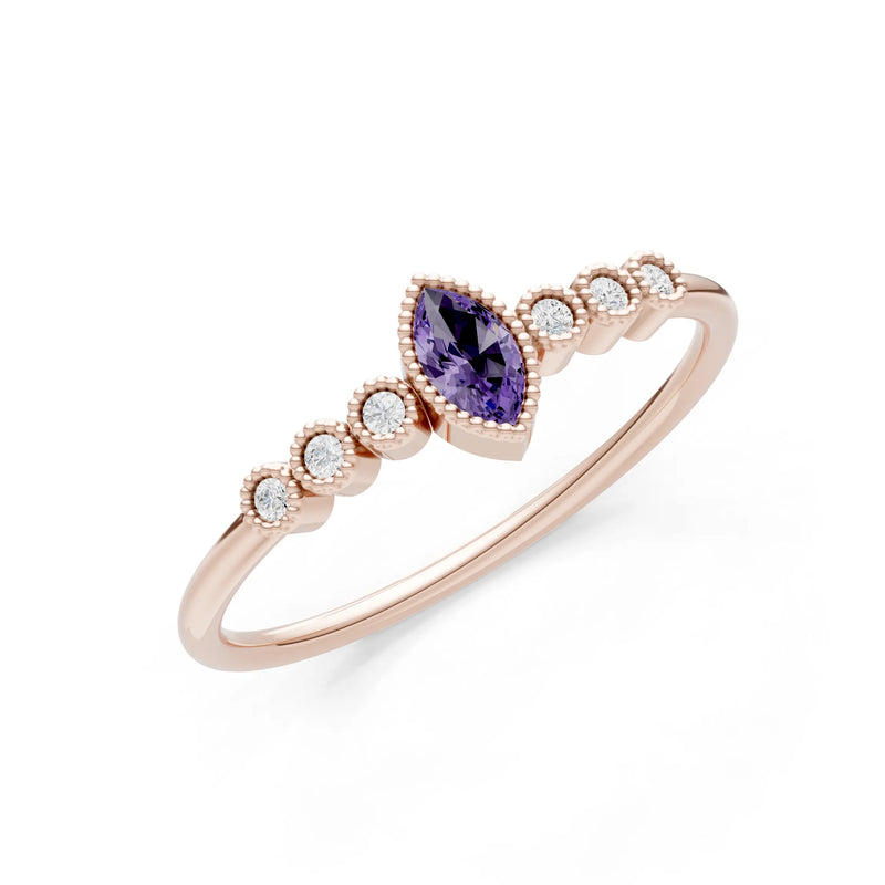 Amethyst Dainty Marquise Center Cluster Ring