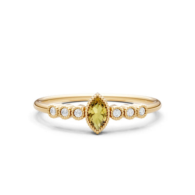 Citrine Dainty Marquise Center Cluster Ring