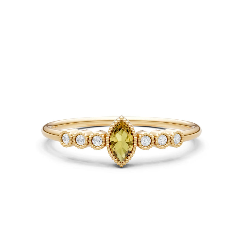 Citrine Dainty Marquise Center Cluster Ring