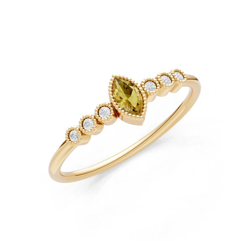 Citrine Dainty Marquise Center Cluster Ring