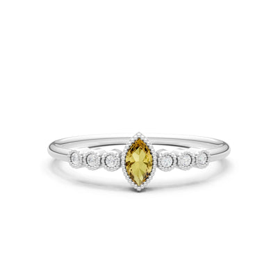 Citrine Dainty Marquise Center Cluster Ring