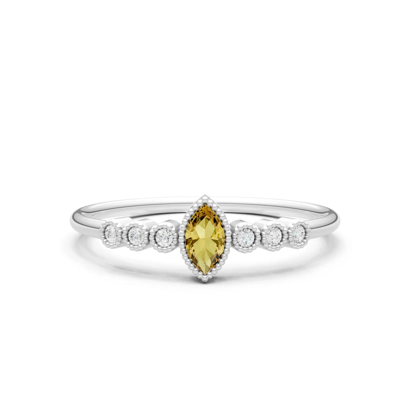 Citrine Dainty Marquise Center Cluster Ring