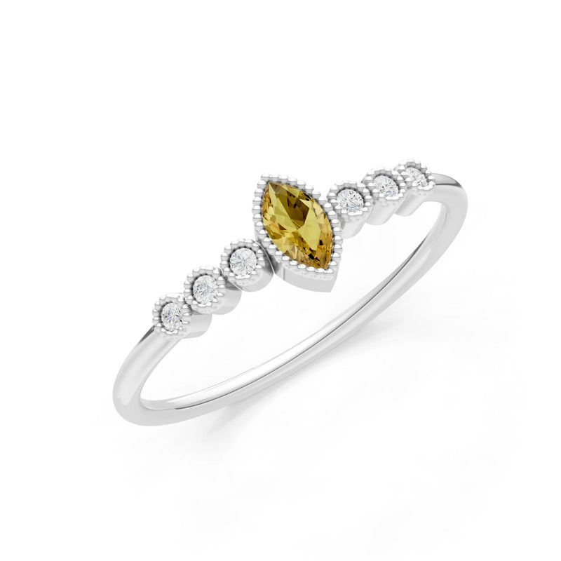 Citrine Dainty Marquise Center Cluster Ring