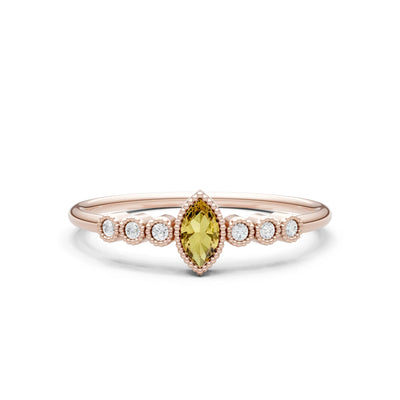 Citrine Dainty Marquise Center Cluster Ring