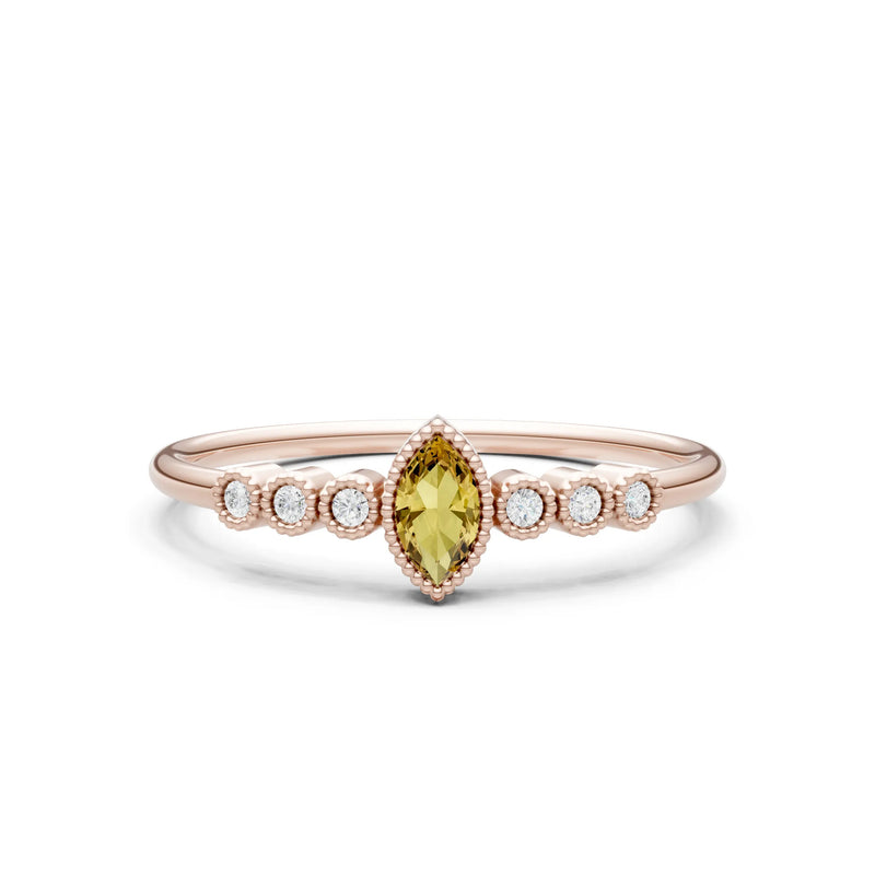 Citrine Dainty Marquise Center Cluster Ring