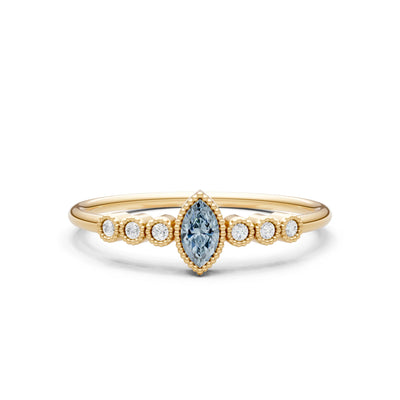Aquamarine Dainty Marquise Center Cluster Ring