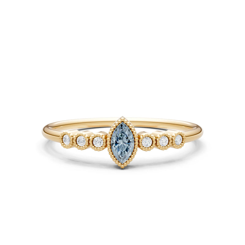 Aquamarine Dainty Marquise Center Cluster Ring