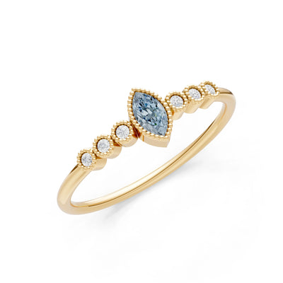 Aquamarine Dainty Marquise Center Cluster Ring