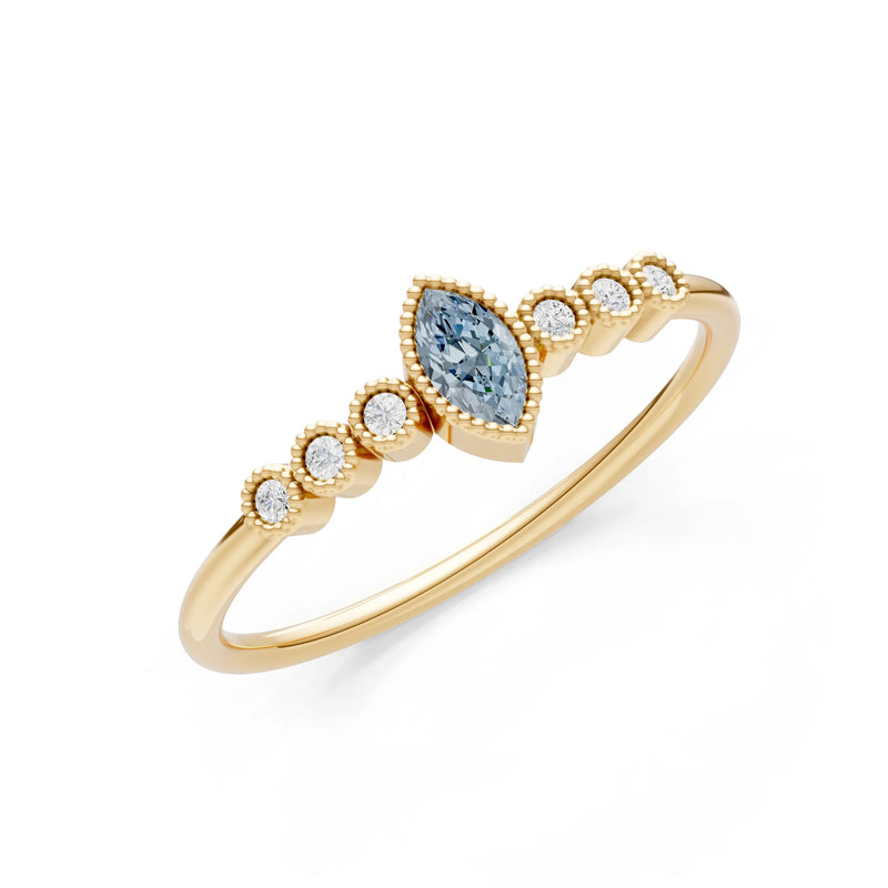 Aquamarine Dainty Marquise Center Cluster Ring