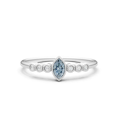 Aquamarine Dainty Marquise Center Cluster Ring