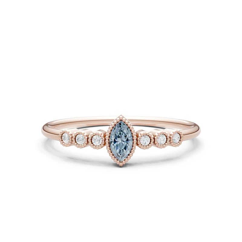 Aquamarine Dainty Marquise Center Cluster Ring