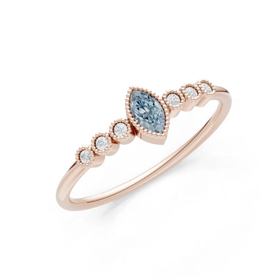 Aquamarine Dainty Marquise Center Cluster Ring