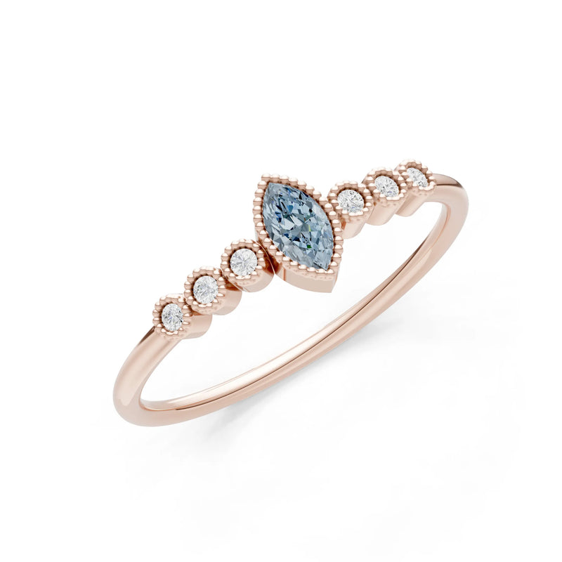 Aquamarine Dainty Marquise Center Cluster Ring