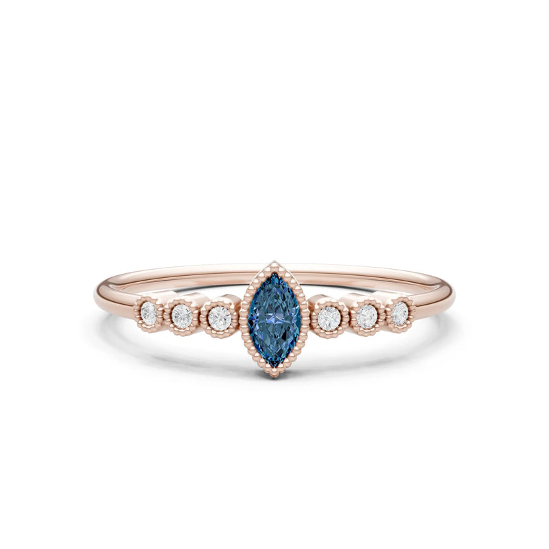Alexandrite Dainty Marquise Center Cluster Ring
