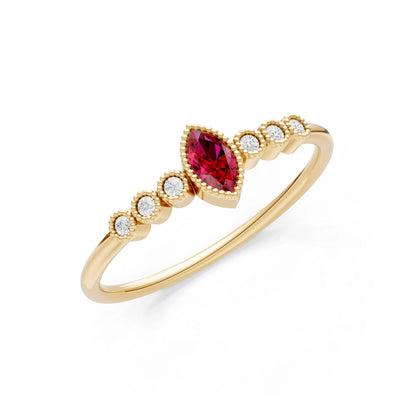 Ruby Dainty Marquise Center Cluster Ring