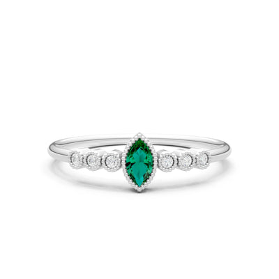 Emerald Dainty Marquise Center Cluster Ring