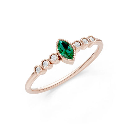Emerald Dainty Marquise Center Cluster Ring
