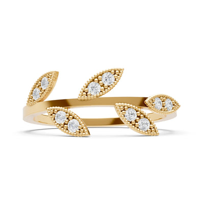 Dainty Leaf Cluster Gold Ring