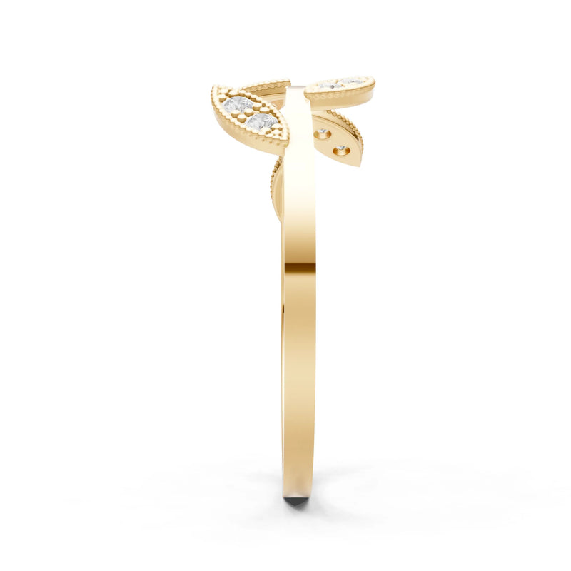 Dainty Leaf Cluster Gold Ring