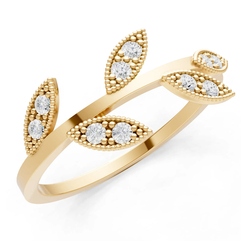 Dainty Leaf Cluster Gold Ring