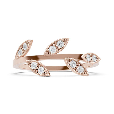 Dainty Leaf Cluster Gold Ring