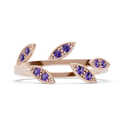 Dainty Leaf Cluster Gold Ring