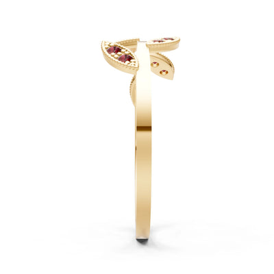 Dainty Leaf Cluster Gold Ring