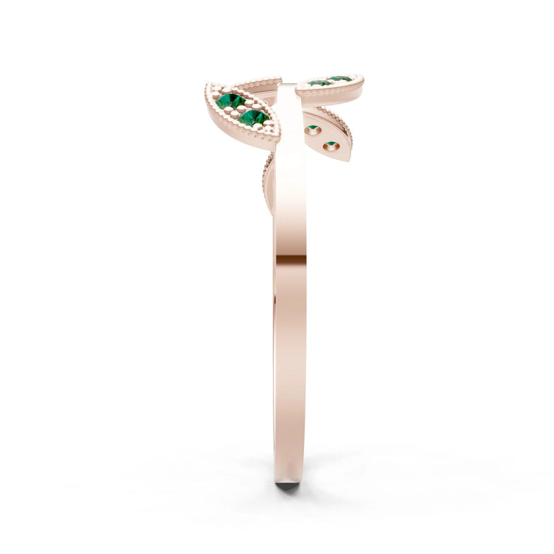 Emerald Dainty Leaf Cluster Gold Ring