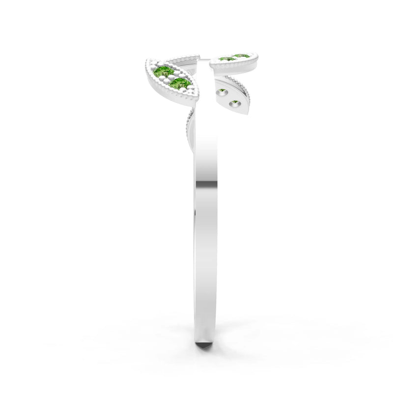 Peridot Dainty Leaf Cluster Gold Ring