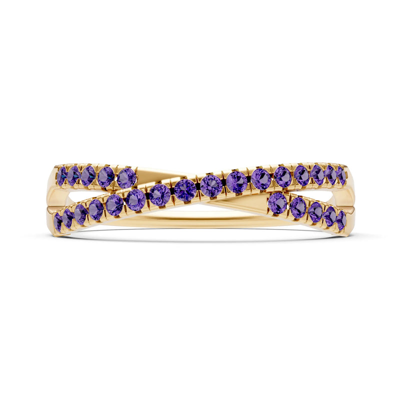 Amethyst Dainty Overlap Split Band – Round